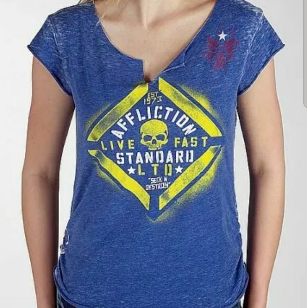 Affliction ladies soft loose open feel tee